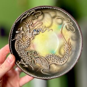❌SOLD Dragon Decorative Round Plate Dish Accent Decor
